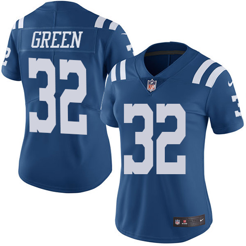 Indianapolis Colts #32 Limited T.J. Green Royal Blue Nike NFL Women Rush Vapor Untouchable Jersey